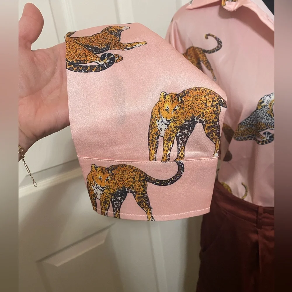 Mazik Pink and Black Leopard Top - Picture 4 of 6